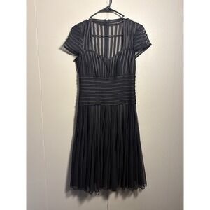 JS‎ Collections Black Pleated Sheer Mesh Dress 4 Rockabilly Cocktail Party